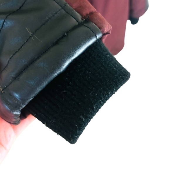 Garage Maroon Leather and faux fur Parka Winter Coat - Picture 13 of 16